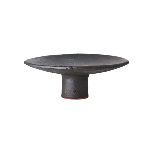 Handgemaakte schaal op voet zwart 33 x13 cm